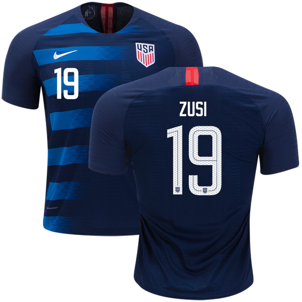 Women's USA #19 Zusi Away Soccer Country Jersey - Click Image to Close